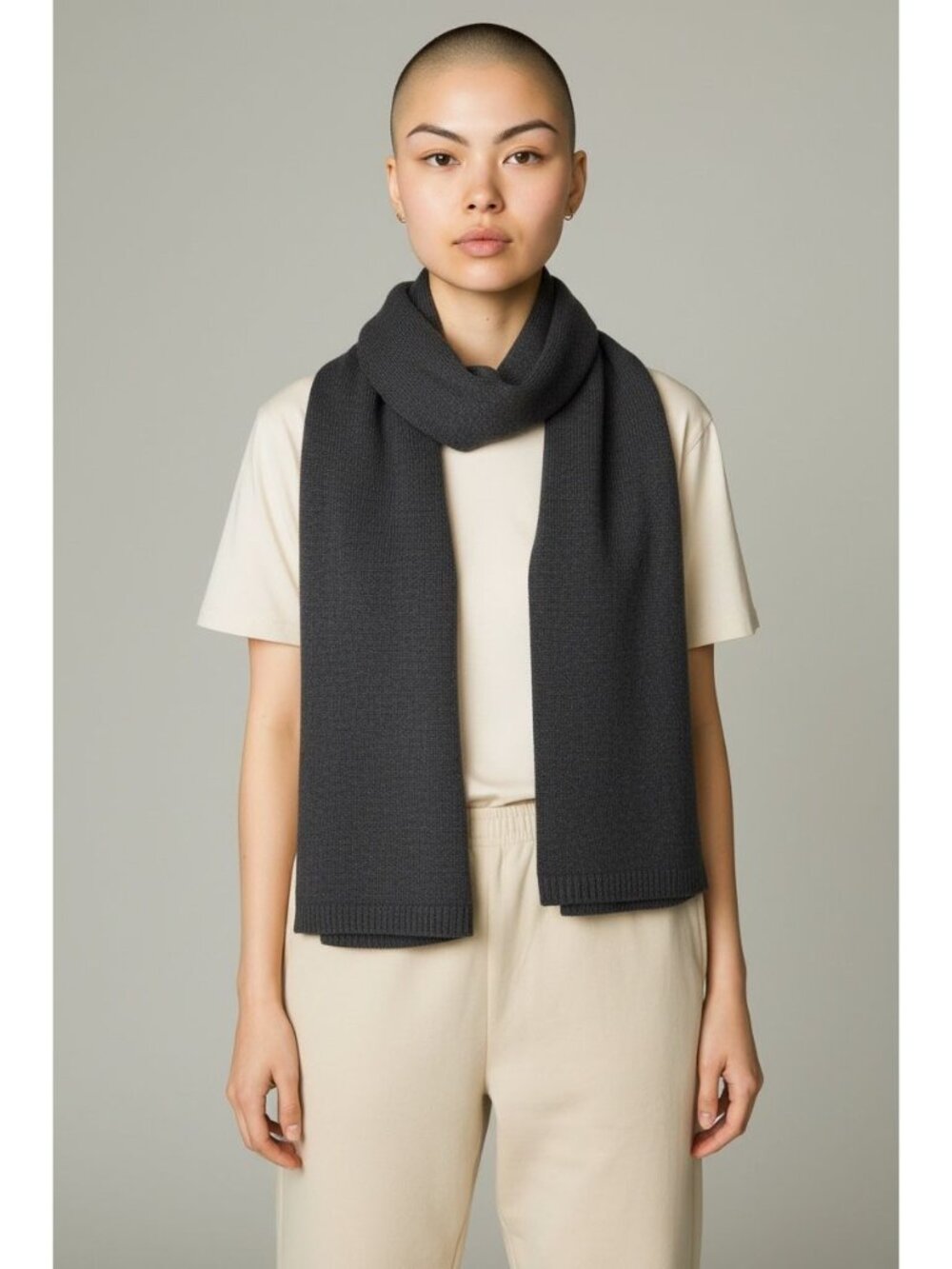 Merona Womens Dark Gray Knit Scarf 100% Acrylic One Size
